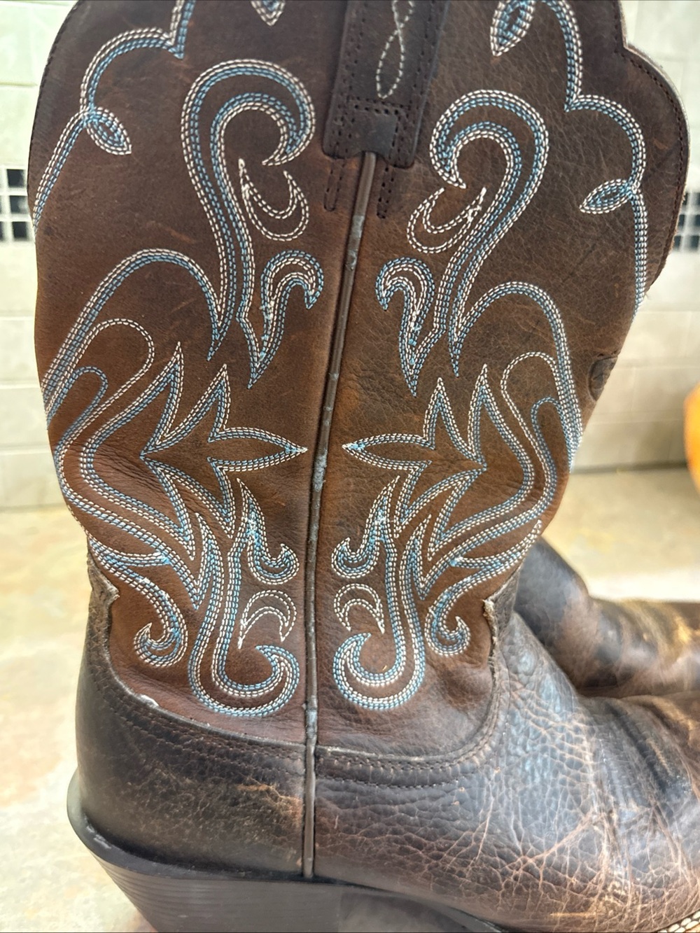 Ariat Legend Rowdy Brown Leather Square Toe Cowboy Boots 9B - Picture 9 of 11